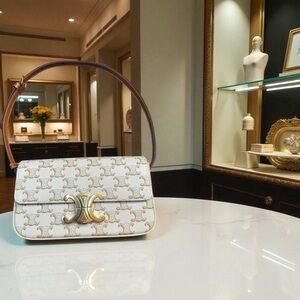 Celine White and Gold Shoulder Bag